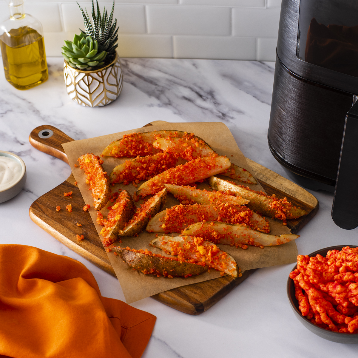 CHEETOSÂ® FLAMIN HOTÂ® Air Fryer Potato Wedges | FLVR
