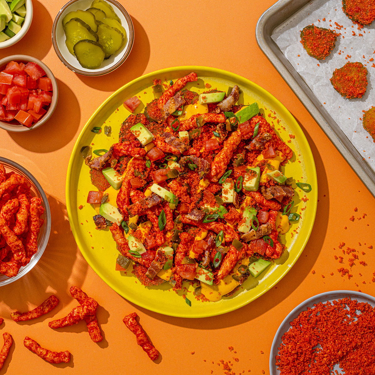 Loaded CHEETOS® FLAMIN HOT® Pickle Nachos | FLVR
