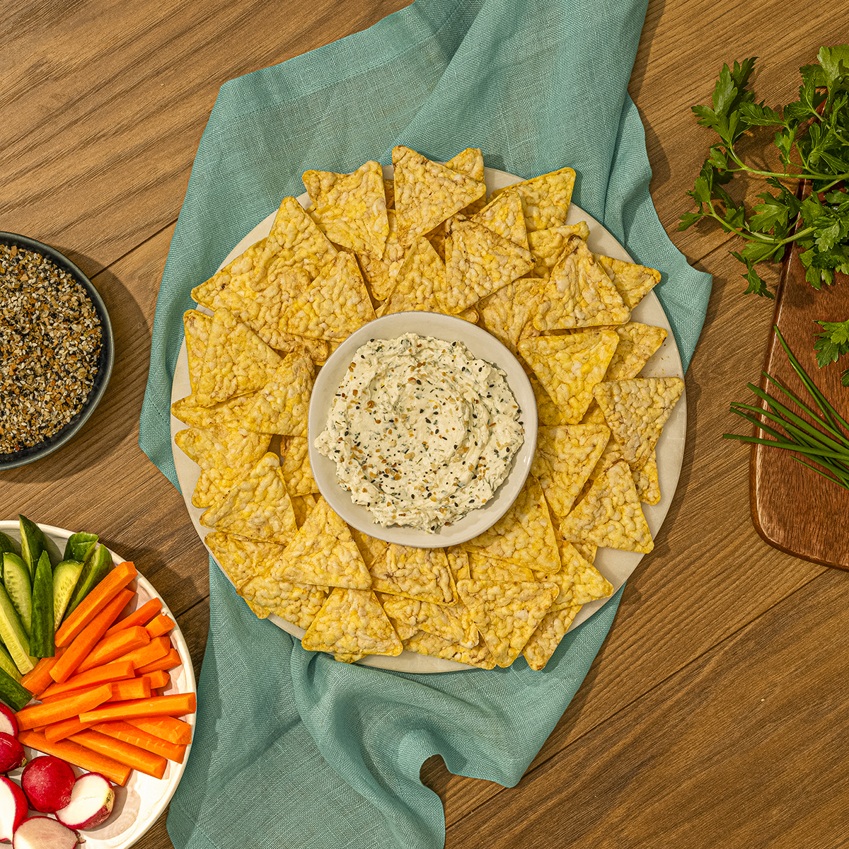 POPCORNERS® Everything Bagel Dip with Feta and Herbs | FLVR