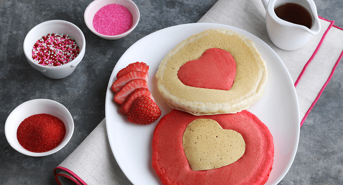 Two-Tone Heart-Shaped Pancakes | FLVR